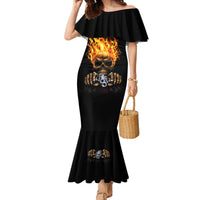 Dilligaf Flame Skull With G Family Matching Mermaid Dress and Hawaiian Shirt - Wonder Print Shop