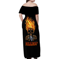 Dilligaf Flame Skull With G Family Matching Off Shoulder Maxi Dress and Hawaiian Shirt - Wonder Print Shop