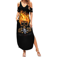 Dilligaf Flame Skull With G Family Matching Summer Maxi Dress and Hawaiian Shirt - Wonder Print Shop