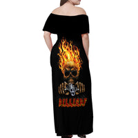 Dilligaf Flame Skull With G Off Shoulder Maxi Dress - Wonder Print Shop
