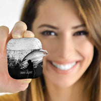 Custom Black and White King Salmon Fishing AirPods Case with Trout Fish Design Black and White Grunge Style - Wonder Print Shop