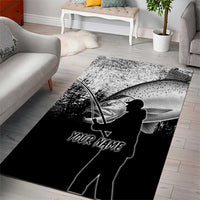 Custom Black and White King Salmon Fishing Area Rug with Trout Fish Design Black and White Grunge Style - Wonder Print Shop