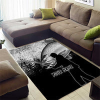 Custom Black and White King Salmon Fishing Area Rug with Trout Fish Design Black and White Grunge Style - Wonder Print Shop