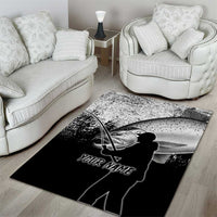 Custom Black and White King Salmon Fishing Area Rug with Trout Fish Design Black and White Grunge Style - Wonder Print Shop