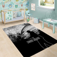 Custom Black and White King Salmon Fishing Area Rug with Trout Fish Design Black and White Grunge Style - Wonder Print Shop