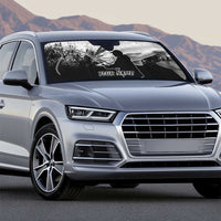 Custom Black and White King Salmon Fishing Auto Sun Shade with Trout Fish Design Black and White Grunge Style - Wonder Print Shop