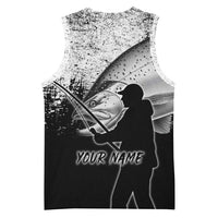 Custom Black and White King Salmon Fishing Basketball Jersey with Trout Fish Design Black and White Grunge Style - Wonder Print Shop