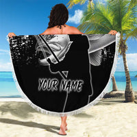 Custom Black and White King Salmon Fishing Beach Blanket with Trout Fish Design Black and White Grunge Style - Wonder Print Shop