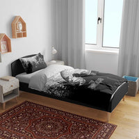 Custom Black and White King Salmon Fishing Bedding Set with Trout Fish Design Black and White Grunge Style - Wonder Print Shop