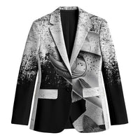 Custom Black and White King Salmon Fishing Blazer with Trout Fish Design Black and White Grunge Style - Wonder Print Shop