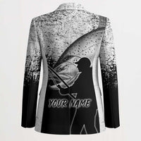 Custom Black and White King Salmon Fishing Blazer with Trout Fish Design Black and White Grunge Style - Wonder Print Shop