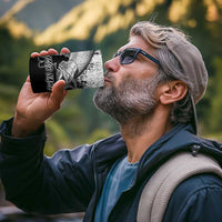 Custom Black and White King Salmon Fishing 4 in 1 Can Cooler Tumbler with Trout Fish Design Black and White Grunge Style - Wonder Print Shop