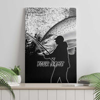 Custom Black and White King Salmon Fishing Canvas Wall Art with Trout Fish Design Black and White Grunge Style - Wonder Print Shop