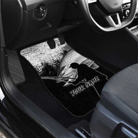 Custom Black and White King Salmon Fishing Car Mats with Trout Fish Design Black and White Grunge Style - Wonder Print Shop
