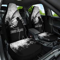 Custom Black and White King Salmon Fishing Car Seat Cover with Trout Fish Design Black and White Grunge Style - Wonder Print Shop