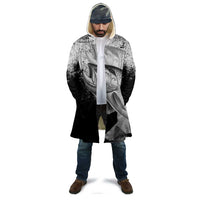 Custom Black and White King Salmon Fishing Cloak with Trout Fish Design Black and White Grunge Style - Wonder Print Shop
