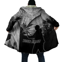 Custom Black and White King Salmon Fishing Cloak with Trout Fish Design Black and White Grunge Style - Wonder Print Shop