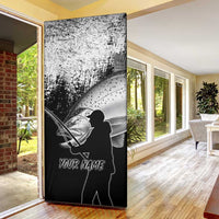 Custom Black and White King Salmon Fishing Door Cover with Trout Fish Design Black and White Grunge Style - Wonder Print Shop