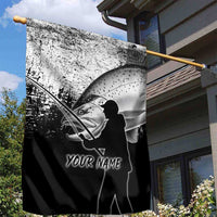 Custom Black and White King Salmon Fishing Garden Flag with Trout Fish Design Black and White Grunge Style - Wonder Print Shop