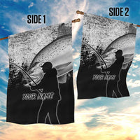 Custom Black and White King Salmon Fishing Garden Flag with Trout Fish Design Black and White Grunge Style - Wonder Print Shop