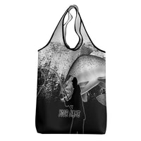 Custom Black and White King Salmon Fishing Grocery Bag with Trout Fish Design Black and White Grunge Style - Wonder Print Shop