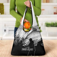 Custom Black and White King Salmon Fishing Grocery Bag with Trout Fish Design Black and White Grunge Style - Wonder Print Shop