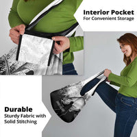 Custom Black and White King Salmon Fishing Grocery Bag with Trout Fish Design Black and White Grunge Style - Wonder Print Shop