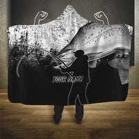 Custom Black and White King Salmon Fishing Hooded Blanket with Trout Fish Design Black and White Grunge Style - Wonder Print Shop