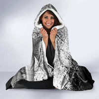 Custom Black and White King Salmon Fishing Hooded Blanket with Trout Fish Design Black and White Grunge Style - Wonder Print Shop