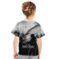 Custom Black and White King Salmon Fishing Kid T Shirt with Trout Fish Design Black and White Grunge Style - Wonder Print Shop