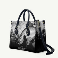 Custom Black and White King Salmon Fishing Leather Bag with Trout Fish Design Black and White Grunge Style - Wonder Print Shop