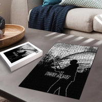 Custom Black and White King Salmon Fishing Puzzle with Trout Fish Design Black and White Grunge Style - Wonder Print Shop