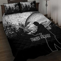 Custom Black and White King Salmon Fishing Quilt Bed Set with Trout Fish Design Black and White Grunge Style - Wonder Print Shop