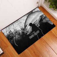 Custom Black and White King Salmon Fishing Rubber Doormat with Trout Fish Design Black and White Grunge Style - Wonder Print Shop