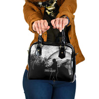 Custom Black and White King Salmon Fishing Shoulder Handbag with Trout Fish Design Black and White Grunge Style - Wonder Print Shop