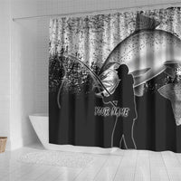 Custom Black and White King Salmon Fishing Shower Curtain with Trout Fish Design Black and White Grunge Style - Wonder Print Shop