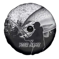 Custom Black and White King Salmon Fishing Spare Tire Cover with Trout Fish Design Black and White Grunge Style - Wonder Print Shop