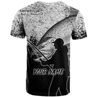 Custom Black and White King Salmon Fishing T Shirt with Trout Fish Design Black and White Grunge Style - Wonder Print Shop