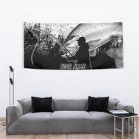 Custom Black and White King Salmon Fishing Tapestry with Trout Fish Design Black and White Grunge Style - Wonder Print Shop