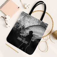 Custom Black and White King Salmon Fishing Tote Bag with Trout Fish Design Black and White Grunge Style - Wonder Print Shop