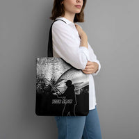 Custom Black and White King Salmon Fishing Tote Bag with Trout Fish Design Black and White Grunge Style - Wonder Print Shop