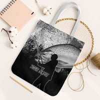 Custom Black and White King Salmon Fishing Tote Bag with Trout Fish Design Black and White Grunge Style - Wonder Print Shop