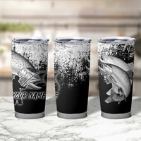 Custom Black and White King Salmon Fishing Tumbler Cup with Trout Fish Design Black and White Grunge Style - Wonder Print Shop