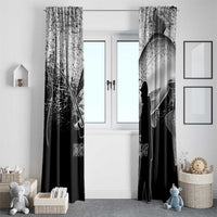 Custom Black and White King Salmon Fishing Window Curtain with Trout Fish Design Black and White Grunge Style - Wonder Print Shop