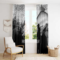 Custom Black and White King Salmon Fishing Window Curtain with Trout Fish Design Black and White Grunge Style - Wonder Print Shop