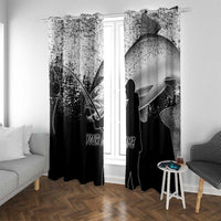 Custom Black and White King Salmon Fishing Window Curtain with Trout Fish Design Black and White Grunge Style - Wonder Print Shop