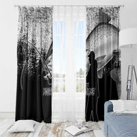 Custom Black and White King Salmon Fishing Window Curtain with Trout Fish Design Black and White Grunge Style - Wonder Print Shop