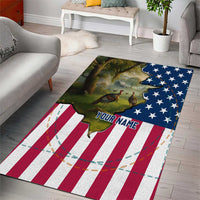 Custom American Flag Turkey Hunting Area Rug with Illinois State Outline Country Farm Scene - Wonder Print Shop