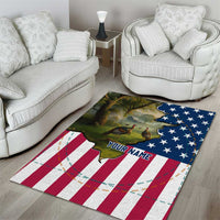 Custom American Flag Turkey Hunting Area Rug with Illinois State Outline Country Farm Scene - Wonder Print Shop