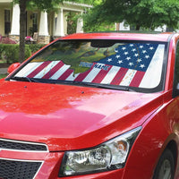 Custom American Flag Turkey Hunting Auto Sun Shade with Illinois State Outline Country Farm Scene - Wonder Print Shop